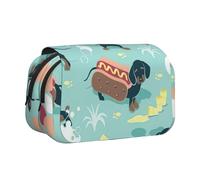 FBGHHTY Trousse à stylos pratique avec imprimé hot dogs et limonade, jolie pochette à fermeture éclair, organisateur de maquillage, papeterie, voyage, bureau