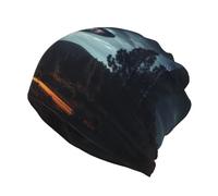FBGHHTY UFO at Night Print Bonnet multifonction pour homme et femme Bonnet chaud d'hiver pour sport de plein air, Noir , Taille unique