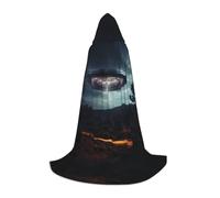 Fbghhty UFO At Night Print Cape à capuche unisexe pour Halloween, cosplay, carnaval, fête d'adolescents