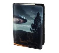 FBGHHTY UFO at Night Print Étui portefeuille élégant pour passeport de voyage pour homme et femme 14 cm