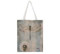 FBGUYRTI Libellule And Dandelion Hush 01 Sac fourre-tout en toile tendance réutilisable Sac à bandoulière pour femme Sac à main décontracté pour les excursions 38 x 46 cm