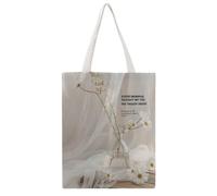 FBGUYRTI Morning Positive Golden Script Text 04 Sac fourre-tout en toile tendance réutilisable Sac à bandoulière pour femme Sac à main décontracté pour les excursions 38 x 46 cm