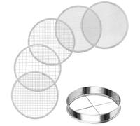 FBHDKJNFG Les Jardins, Soil Sieve Soil Sifter Stainless Steel Riddle Sieve Set for Gardening with 5 Sizes 8in Diameter 1/3.0/6/9/12mm Interchangeable Meshes