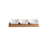 FBHDKJNFG Petits bols à sauce en céramique Multicolor Ceramic 3 Compartment Dip Bowls Tray For Soy, Ketchup, BBQ, Snacks, Desserts(White)
