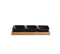 FBHDKJNFG Petits bols à sauce en céramique Multicolor Ceramic 3 Compartment Dip Bowls Tray For Soy, Ketchup, BBQ, Snacks, Desserts(Svart)