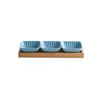 FBHDKJNFG Petits bols à sauce en céramique Multicolor Ceramic 3 Compartment Dip Bowls Tray For Soy, Ketchup, BBQ, Snacks, Desserts(Blauw)