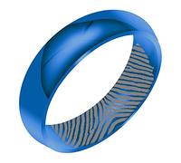 FBHDKJNFG Une bague de mariage, une bague d'éternité, une ba Alliance en titane avec gravure d'empreintes digitales, dôme, bleu, for homme et femme, 3 mm, 4 mm, 6 mm, plusieurs tailles(4MM,V)