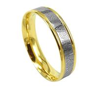 FBHDKJNFG Une bague de mariage, une bague d'éternité, une ba Alliance en titane for homme et femme, forme dôme, deux tons, argent et or, plusieurs tailles, 6 mm(Z+5)