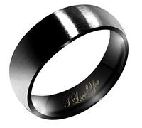 FBHDKJNFG Une bague de mariage, une bague d'éternité, une ba Bague de fiançailles en titane gravée «Je t'aime» noire, plusieurs tailles disponibles(T)