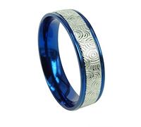 FBHDKJNFG Une bague de mariage, une bague d'éternité, une ba Bague de promesse unisexe en titane avec dôme, for anniversaire de mariage, argent, bleu, bicolore, 4 mm et 6 mm, plusieurs tailles(G)
