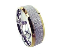 FBHDKJNFG Une bague de mariage, une bague d'éternité, une ba Bague en titane bicolore argentée scintillante, dôme de 8 mm de largeur, plusieurs tailles disponibles(V)