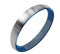 FBHDKJNFG Une bague de mariage, une bague d'éternité, une ba Bague en titane gravée d'empreintes digitales en platine et bleu, plusieurs tailles(3MM,J1/2)