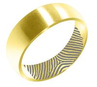 FBHDKJNFG Une bague de mariage, une bague d'éternité, une ba Bague en titane gravée d'empreintes digitales, platine, or jaune - Plusieurs largeurs(7MM,W1/2)
