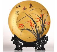 FBHFSUIEF Assiettes décoratives Chinoises en céramique, Assiettes suspendues, Assiette décorative à Motif d'orchidée de 10,2 Pouces for la Maison Chinoise, Ornements Bureau