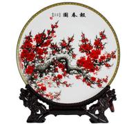 FBHFSUIEF Assiettes décoratives Chinoises en céramique, Assiettes suspendues, Assiette décorative à Suspendre Jingdezhen de 10,2 Pouces Motif Fleur Prunier