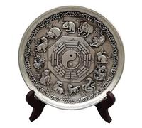 FBHFSUIEF Assiettes décoratives Chinoises en céramique, Assiettes suspendues, Cera décorative 14,8 cm Que la Collection Argent tibétain Douze plaques du Zodiaque Ornements de décoration for Maison