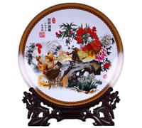 FBHFSUIEF Assiettes décoratives Chinoises en céramique, Assiettes suspendues décorative, 26 cm Jingdezhen Coq Porcelaine