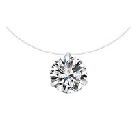 FBHFSUIEF Collier de personnalité tendance carré en perles d'imitation cristal zircon, collier ligne pêche invisible et transparent(9white)