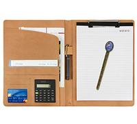 FBHFSUIEF journal en cuir, Presse-papiers, bloc-notes de conférence rechargeable, organisateur cartes documents d'entretien d'embauche avec calculatrice et boucle for stylo