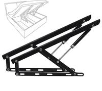 FBHFSUIEF Lot de 2 mécanismes levage hydrauliques for lit, charnières robustes for sommier(Black,90cm/3ft)