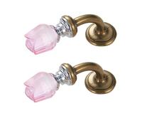 FBHFSUIEF Lot de 2 poignées tiroir chambre à coucher trou simple et double, en verre multicolore, cristal rose(Qinggu Powder,Single hole)