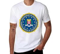 FBI Design Logo Seal T-Shirt for Men - Graphic Tee Round Collar Cotton