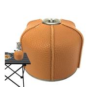 Fbinys Canister Cover Case Small, Secure Cooking Tank Protector, Decorative Protective Case for Camping, Outdoor Activities, Stove Safety, Black Brown and Red, PU Leather