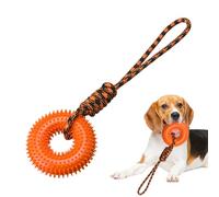 Fbinys Dog Toys Squeaky, Puppy Teething Relief, Pet Chewer Toy, Spiky Ring for Chewers, Aggressive Chew Indestructible Toy, 17.72x5.12 inches, Orange, Red, Blue