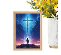 Fbinys Jesus Lamp Light - 4D LED Christ Frame, Inspiring Christian Wall Art, Home Living Room Bedroom Decoration, Church Spiritual Night Display, Easter Christmas Faith-Based Painting