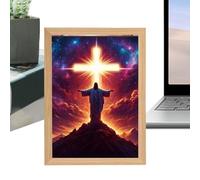 Fbinys Jesus Lamp Light - 4D LED Christ Frame, Inspiring Christian Wall Art, Home Living Room Bedroom Decoration, Church Spiritual Night Display, Easter Christmas Faith-Based Painting