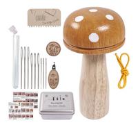 Fbinys Knit Patch Kit - Wooden Mushroom Complete Craft Supplies, Patch Loom Darning Tool Mending Kit for Knitting, Embroidery, Repair, DIY Crafts, Socks, Clothes, Fabric Beginners and Adults