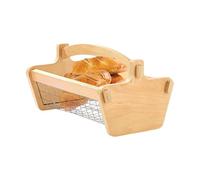 Fbinys Large Wooden Fruit Bowl, Metal Frame Tray, Stable Fruit Basket with Compact Build, Serving Container Device, Kitchen Accessory with Practical Style, Food Holder for Bread, Potato and Snacks