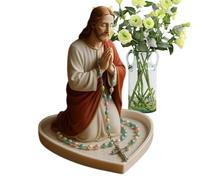 Fbinys Mary Rosary Holder, Resin Catholic Rosary Stand, Decorative Necklace Organizer, Religious Keepsake Display for Home, Desk, Students, Teachers, and Spiritual Gift, Multicolor