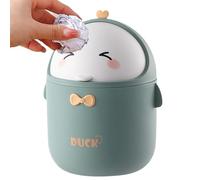 Fbinys Mini Trash Can, Tiny Desktop Garbage Bin, 4.72x4.72x7.87 Inches Container with Lid, Cute Cartoon Rubbish Bin Compact Design, Small Trash Cans with Portable Style, Table Trashs Can for Home
