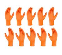 Fbinys Nitrile Work Gloves - 10x Tear Resistant Industrial Safety Gloves, Heavy Duty Textured Grip Mittens, Resistant Orange Protective Gear, Mechanic Automotive Workshop Use