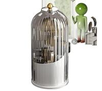 Fbinys Rotating Makeup Organizer, Bird Cage Design Cosmetic Holder, 360-Degree Rotatable Makeup Organizer, Vanity Brush Storage, Lipstick Organizer With Lid, Makeup Tool Storage, Bathroom Organizer