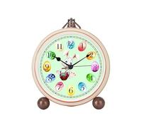 Fbinys Table Clock, Metal Easter Egg Cute Alarm Clock, Non-Ticking Small Shelf Clocks for Spring Holiday, Mini Decorative Alarm for Bedside Living Room Office Shelf Mantel Kitchen Cabinet