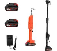 FBJAMZ Bineuse de Jardin Portable sans Fil, désherbeur et râteau motorisés électriques 21V, poignée Amovible de 130 cm, pour Le désherbage et l'ameublissement du Sol (2 Batteries)