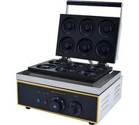 FBJAMZ Machine à Beignets électrique Professionnelle en Acier Inoxydable, Double Face, 6 Trous, pour des Beignets Parfaits, idéale pour la Cuisine