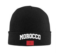 FBKKFCL Drapeau tricoté du Royaume du Maroc Tuques Tuques Hiver Chapeaux d’Automne Hiver Bonnets de Mode en Acrylique Chaud Hommes Femmes