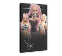 FBKNZPJJI Liv Morgan Poster sur toile avec autographe pour décoration de chambre à coucher, bureau, chambre, cadeau 50 x 75 cm