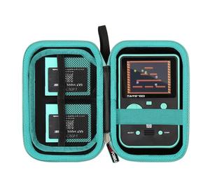 FBLFOBELI Coque rigide compatible avec Blaze Atari/Technos/Taito/Capcom Super/Neo-Geo/Data East/Rare Pocket Arcade, poche en maille pour cartouches Evercade et accessoires (noir + vert)
