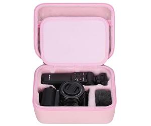 FBLFOBELI Étui de rangement rigide en EVA pour Sony ZV E-10 / Sony ZV-1 avec objectif interchangeable sans miroir Vlog Camera Kit, résistant aux chocs (rose)