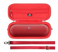 FBLFOBELI Étui de transport rigide compatible avec haut-parleur Bluetooth sans fil Beats Pill 2024, étui de protection avec bandoulière (rouge)