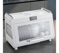 FBNMG Armoire de Désinfection de Cuisine, Égouttoir à Vaisselle de Stérilisation UV, Boîte de Rangement de Vaisselle pour Cuisine Armoire Restaurant Séchage de Vaisselle(19.4"x11.8"x13.6", White 1)
