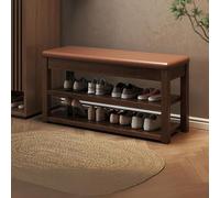 FBNMG Banc de Rangement Ouvert Multifonctionnel, Banc à Chaussures Entrée avec Siège Rembourré, Repose-Pieds Antidérapant pour Chambre Salon Couloir Entrée Magasin(Width 31.5in/80cm, Basic)
