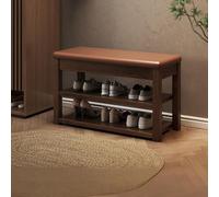 FBNMG Banc de Rangement Ouvert Multifonctionnel, Banc à Chaussures Entrée avec Siège Rembourré, Repose-Pieds Antidérapant pour Chambre Salon Couloir Entrée Magasin(Width 23.6in/60cm, Basic)