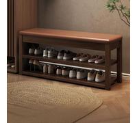 FBNMG Banc de Rangement Ouvert Multifonctionnel, Banc à Chaussures Entrée avec Siège Rembourré, Repose-Pieds Antidérapant pour Chambre Salon Couloir Entrée Magasin(Width 39.4in/100cm, Basic)