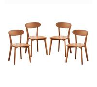 FBNMG Lot de 4 Chaises de Salle à Manger en Bois Massif, Chaise de Cuisine Rustique avec Dossier, Chaise Détente Antidérapante avec Pieds Bois pour Chambre Studio Restaurant(4 PCS, Color B)