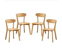 FBNMG Lot de 4 Chaises de Salle à Manger en Bois Massif, Chaise de Cuisine Rustique avec Dossier, Chaise Détente Antidérapante avec Pieds Bois pour Chambre Studio Restaurant(4 PCS, Color A)